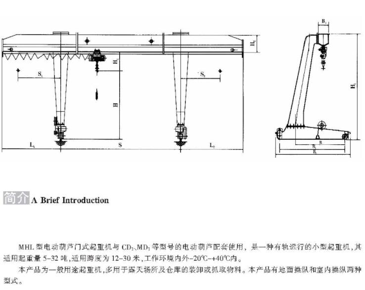 MHL型5-32噸電動(dòng)葫蘆門式起重機(jī)